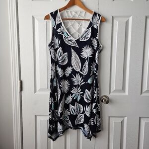 PerSeption Concept Women's Sleeveless Navy White Dress Size L